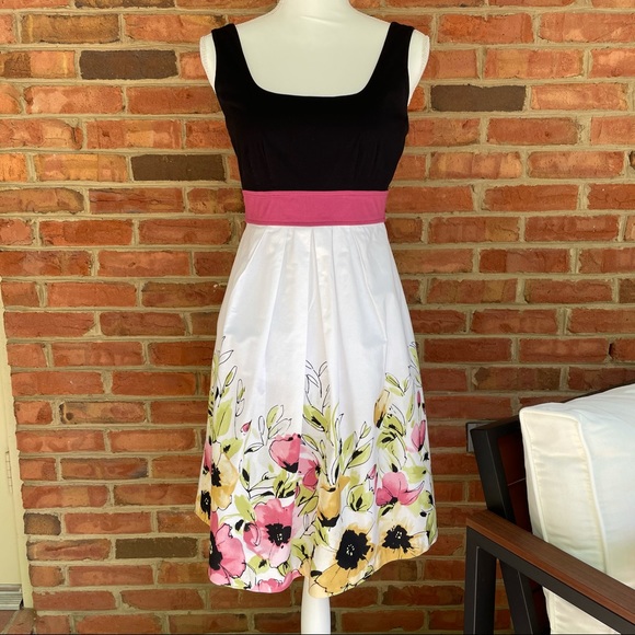 Spring Sun Dress size 3/4 Maurice’s black sleeveless fitted bodice floral skirt - Picture 2 of 11